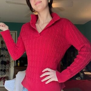 Liz Claiborne Vibrant Red Cowl Neck Sweater